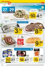 Folleto Eroski Página 10: Martiko salmón ahumado noruego €1,80, Eroski patas de pulpo cocido €4,49