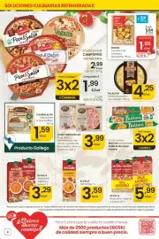 Folleto Eroski Página 4: Casa Tarradelles pizza lenta fermentación de jamón y perlas de mozzarella o bianca €3,99