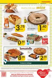 Folleto Eroski Página 5: Casa do Crespo tarta infantil de chocolate €9,85, Baquetina 100% integral €0,80