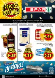Folleto SPAR Página 1: Mahou 5 estrellas €0,49, Spar arroz redondo €0,99