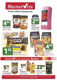 Marketvita gazetka Strona 1: Baton Nestle wybrane rodzaje €1,35, Dżem Łowicz wybrane rodzaje €4,95