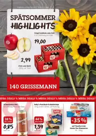 Der Grissemann Flugblatt woche 35 Seite 1: Thunfisch Vier Diamanten, Schwechater Bier €0,85