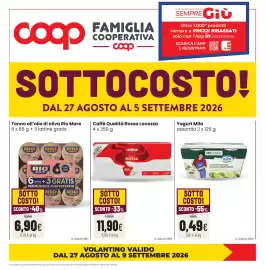 Volantino Coop famiglia cooperativa Pagina 1: Tonno all’olio di oliva Rio Mare €6,90, Caffè Qualità Rossa Lavazza €11,90