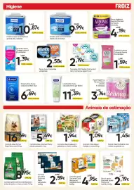 Folheto Froiz Página 18: Snack gatos Gourmet puree frango ou salmão €2,19, Fralda lindor incontinência grande €10,87
