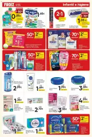 Folleto FROIZ Página 19: Pañuelos de bolsillo Scottex €1,59, Smileat pouch ecológico fresa y plátano o frutas variadas €0,85