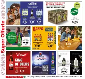 Volantino Interspar Pagina 8: Lagerbier Castello €13,52, Birra Vivace Messina €2,49