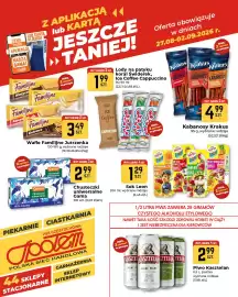 Społem Częstochowa gazetka tydzień 35 Strona 1: Wafle Familijne Jutrzenka €3,49, Chusteczki uniwersalne Gama €2,99