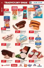 E.Leclerc gazetka tydzień 36 Strona 20: Boczek z komina Kabanos €2,09, Pasztetowa drobiowa/ firmowa Cedrob €2,59