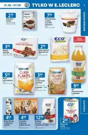 E.Leclerc gazetka tydzień 36 Strona 3: Krem kakaowy Ega+ o smaku orzechów laskowych €7,99, Sok pomarańczowy z miąższem €9,99