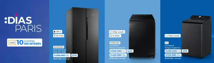 Catálogo Foster Página 3: Mademsa - refrigerador side by side €399.990,00, Lg - lavadora carga superior €299.990,00