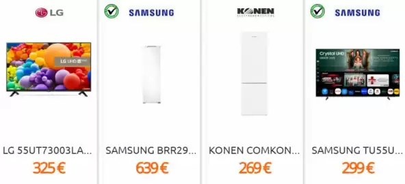 Folleto Eureka Electrodomésticos Página 1: Lg - 55ut73003la €325,00, Samsung - brr29 €639,00