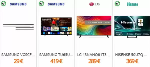 Folleto Eureka Electrodomésticos Página 2: Hisense - 50u7q €369,00, Samsung - tu65u €419,00