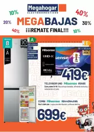 Catálogo MegaHogar Página 1: Hisense - televisor 65 uhd 4k 65a6s €419,00, Hisense - combi no frost rb440n4awa €699,00