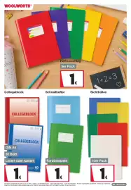 Woolworth Prospekt Seite 27: Collegeblock €1,00, Heftumschläge €1,00