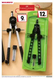 Woolworth Prospekt Seite 4: Faber Castell Riesenteilzirkel €9,00, Faber Castell Schnellverstellzirkel €12,00