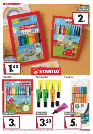 Woolworth Prospekt Seite 5: Stabilo Filzstifte €3,00, Stabilo Fineliner €5,00