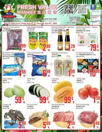 Fresh Value flyer week 35 Page 1: Best Quality Ocean Taste Marinated Asian Seabass €4,99, Pre Frozen Squid €5,99