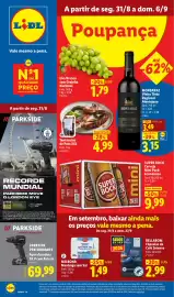 Folheto Lidl semana 36 Página 1: Tentáculos de Pota XXL €4,99, Milbona manteiga sem sal €1,49