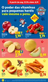 Folheto Lidl semana 36 Página 2: Batata Branca Nacional €2,79, Meloa Gália €0,99