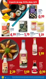 Folheto Lidl semana 36 Página 22: Vitasia gengibre para sushi €1,29, Vitasia molho mirin €1,99