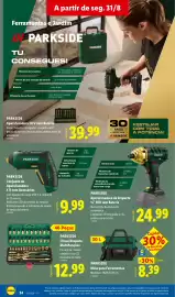 Folheto Lidl semana 36 Página 34: Mala para Ferramentas Parkside €8,39, Parkside chave roquete multifunções €12,99
