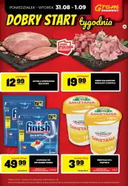 Gram Market gazetka tydzień 35 Strona 4: Śmietana Piątnica 18% €3,99, Kapsułki do zmywarki Finish Quantum Lemon €49,99