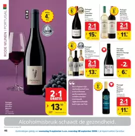 Carrefour folder Pagina 46: Portugal Douro Perspectiva €13,98, Portugal Dão Rota Reserva Touriga Nacional Rood €6,99
