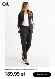 C&A gazetka tydzień 35 Strona 10: Spodnie garniturowe C & A średni stan slim fit €189,99