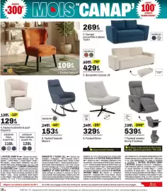 Catalogue BUT page 18: Fauteuil Harry III €109,99, Moon II Fauteuil bascule €153,99