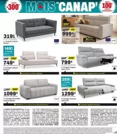 Catalogue BUT page 19: Tiago Canapé convertible express, 3 places €999,00, Orion Canapé 3 places relax €799,00