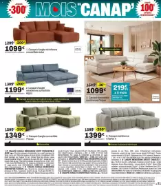 Catalogue BUT page 21: Canapé convertible méridienne Octave €1.099,00, Aube Canapé d'angle méridienne convertible €1.099,00