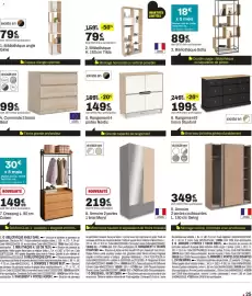 Catalogue BUT page 25: Tilda Bibliothèque €79,99, Rangement 4 portes Nordic €149,99