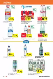 Folleto Supermercados MAS Página 40: Agua mineral font vella o lanjarón €0,27, Danone agua mineral pet lanjarón €0,21