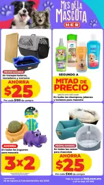 Folleto HEB Página 16: Promo ahorro en transportadoras rascadores y areneros €25,00, Camas para mascotas €25,00