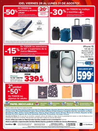 Folleto Carrefour Página 4: Hisense TV 55" 55E79S €339,15, IPhone 15 128 GB 5G €599,00