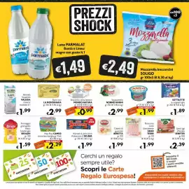 Volantino Eurospesa Pagina 8: Speck igp affettato Senfter €2,39, Cubetti di guanciale Beretta €1,99
