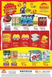 Encarte Assaí Atacadista Página 1: Banana-nanica ou tangerina-murcote €3,99, Bom - arroz branco tipo 1 €17,79
