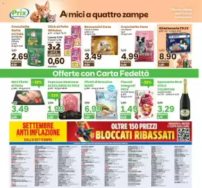 Volantino Prix Quality Pagina 21: Fiocchi Integrali Prix ai Frutti Rossi €1,49, Bocconcini Cane Carne in Salsa €3,49