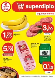 Folleto CashDiplo Página 1: Plátano 1 €1,95, Elpozo - fiambre paleta sandwich €5,99