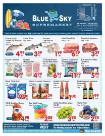 Blue Sky Supermarket flyer week 35 Page 1: Walkerswood jamaican browning €1,99, Frozen Cassava €4,99