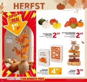 Trafic folder Pagina 2: Staande decoratie €3,99, Vaas met herfstprint €4,99