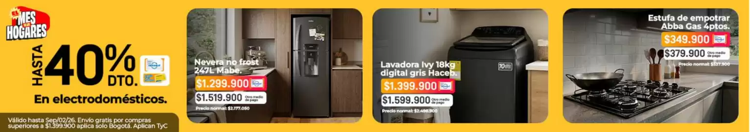 Catálogo Easy semana 35 Página 3: Mabe - nevera no frost 247l €1.299.900,00, Abba - estufa de empotrar gas 4ptos €349.900,00