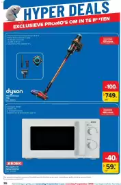 Carrefour folder Pagina 36: Microgolfoven medek €59,99, Dyson steelstofzuiger v16 €749,00