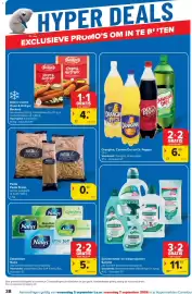 Carrefour folder Pagina 38: Schoonmaak- en wasproducten Sanytol €11,97, Orangina, Canada Dry en Dr. Pepper €6,50