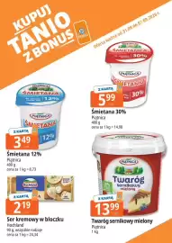 E.Leclerc gazetka tydzień 36 Strona 4: Twaróg sernikowy mielony Piątnica €13,99, Ser kremowy w bloczku Hochland €2,19