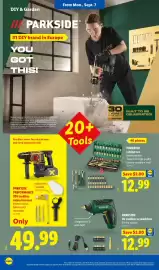 Lidl weekly ad week 36 Page 28: Parkside ratchet set €12,99, Parkside 4v cordless screwdriver €12,99