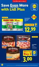 Lidl weekly ad week 36 Page 6: Ultra Strong paper towels €12,99, Red Baron pizza €3,00