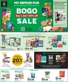 Pet Supplies Plus flyer Page 1: Tidy Cats cat litter €19,68, Mitten's Morsels wet cat food €0,80
