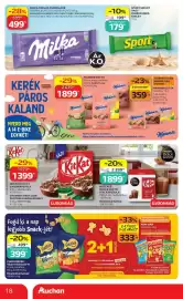 Auchan akciós újság hét 35 Oldal 18: MILKA Táblás csokoládé €499,00, SPORT SZELET VAGY FEHÉRCSOKIS SZELET €179,00