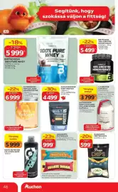 Auchan akciós újság hét 35 Oldal 46: BIOTECHUSA 100% PURE WHEY €5.999,00, NANOSUPPS PROTEIN BAR €999,00